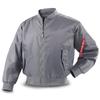 Men's Gray Classic MA1 Bomber Jacket Stand Collar Full Zip Flight Windbreaker Coat