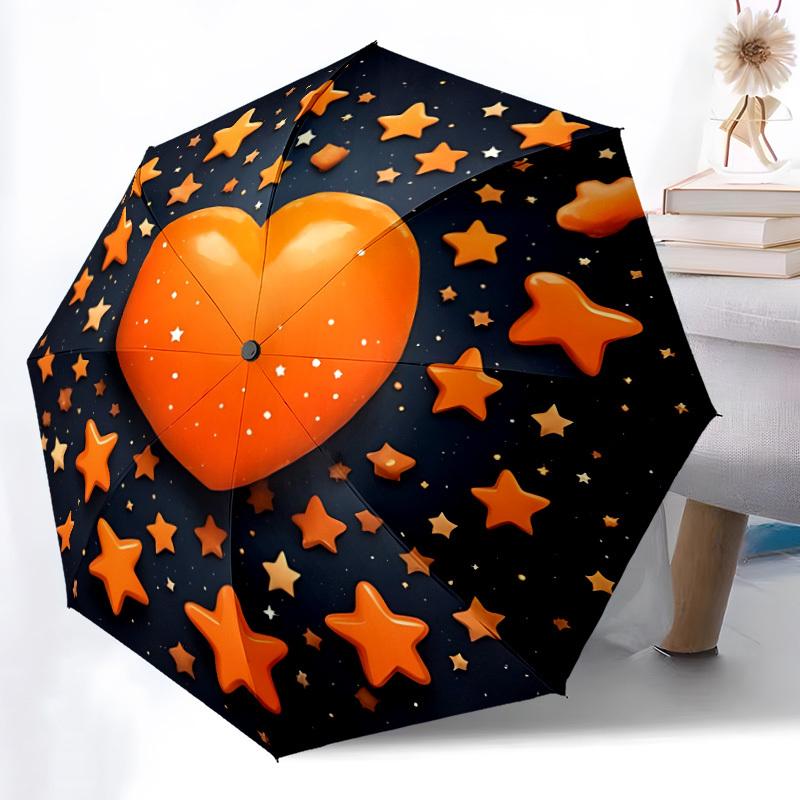 

1pc Heart Stars Automatic Folding Umbrella Durable Iron Frame,All Seasons Home Travel Outdoor Multifunctional Umbrella yy251115169