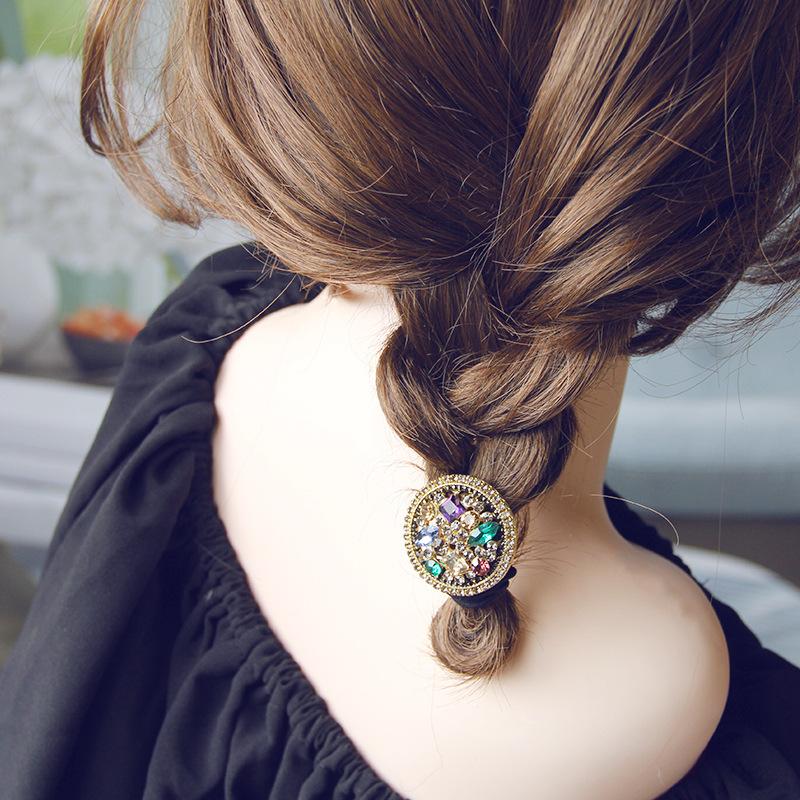 Fashion Rhinestone Elastic Hair Rubber Bands for Girls Tie Hair Ring Rope Scrunchie Accessories Ponytail Headdress Accessoires
