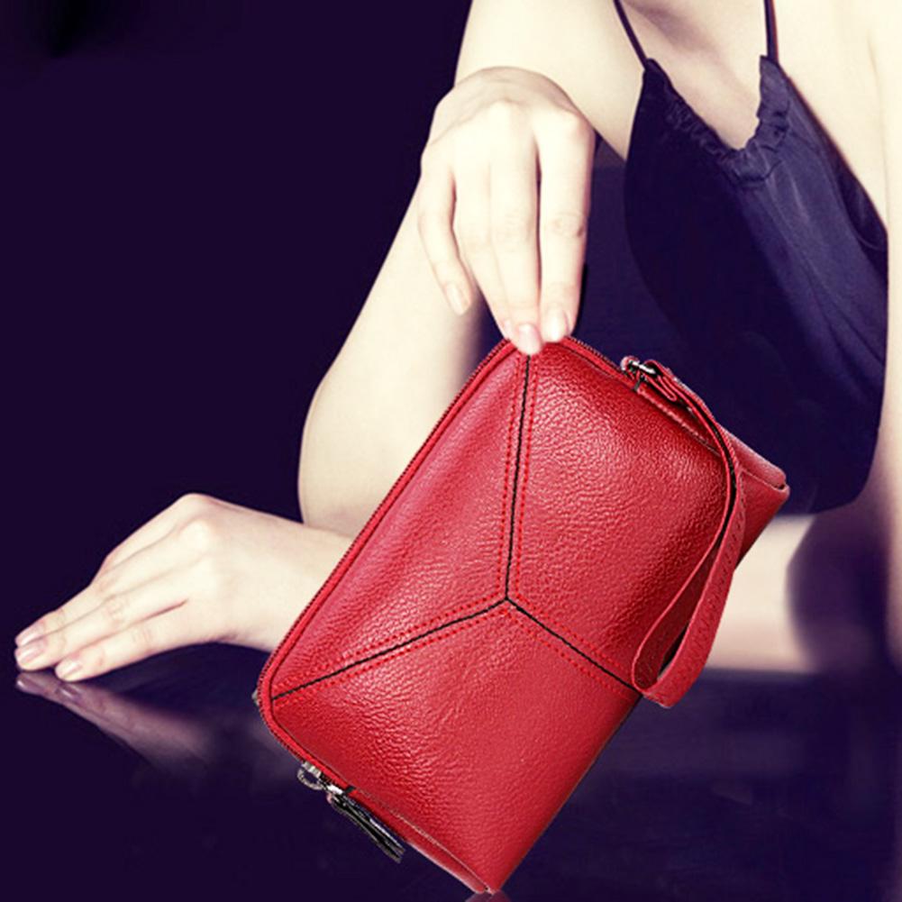 Women Pu Leather Multifunction Mini Phone Card Coin Clutch Bag