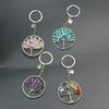 Rose Quartz Turquoise Amethyst Chip Tree of Life  Wisdom Tree Chakra Reiki Healing Keychain Ready To Wear EDC Gift