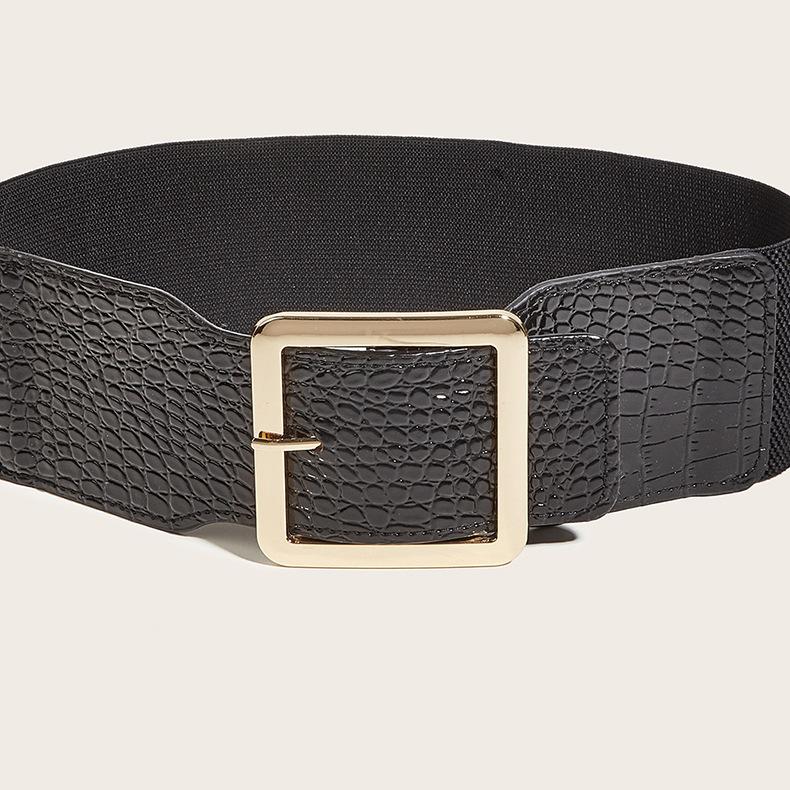 Wind Ladies Wide Belt Retro Elastic Elastic Waist Seal Dress Waist Decoration