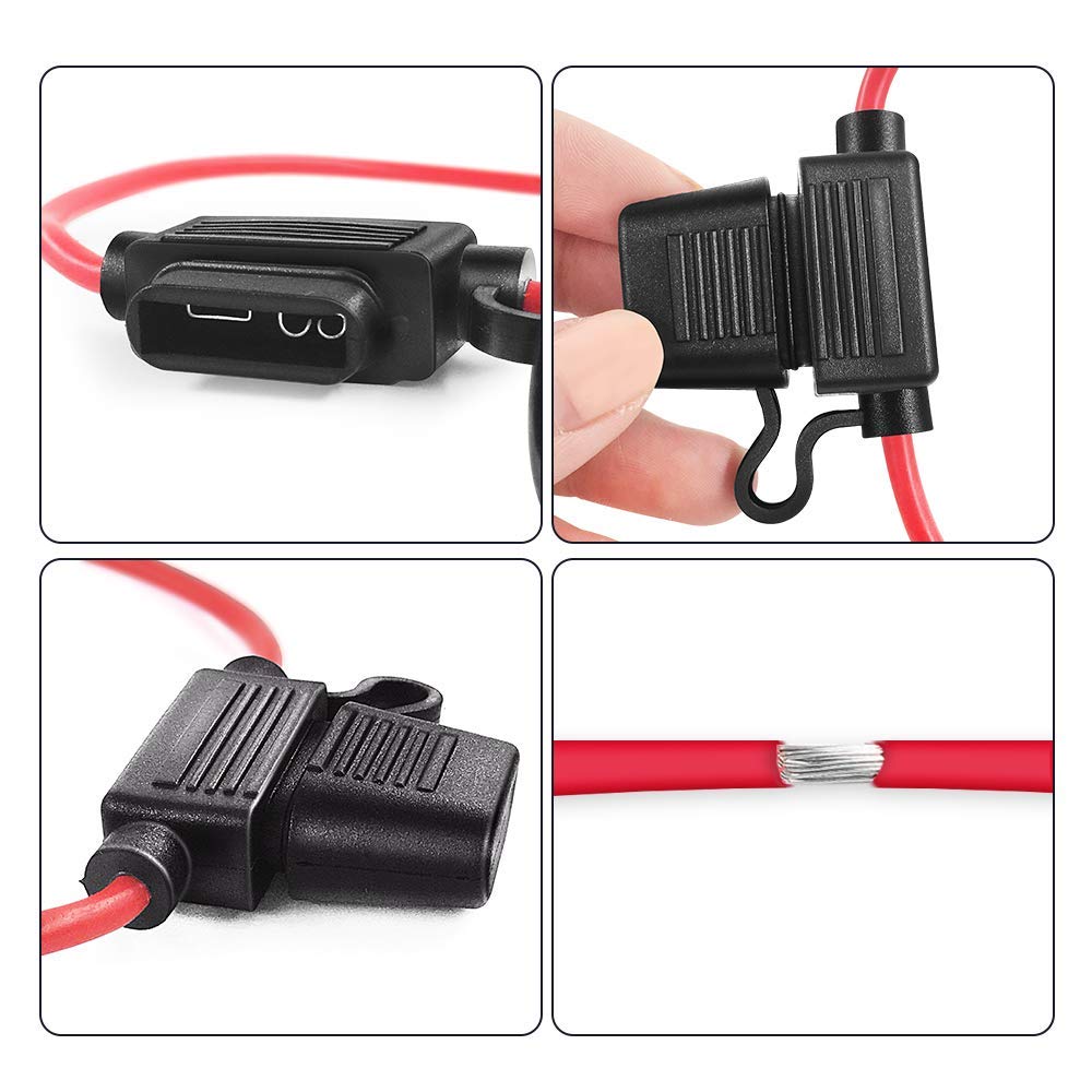 MCIGICM 12 AWG Inline Fuse Holder With 30A ATC/ATO Blade Fuse, 5 Pack