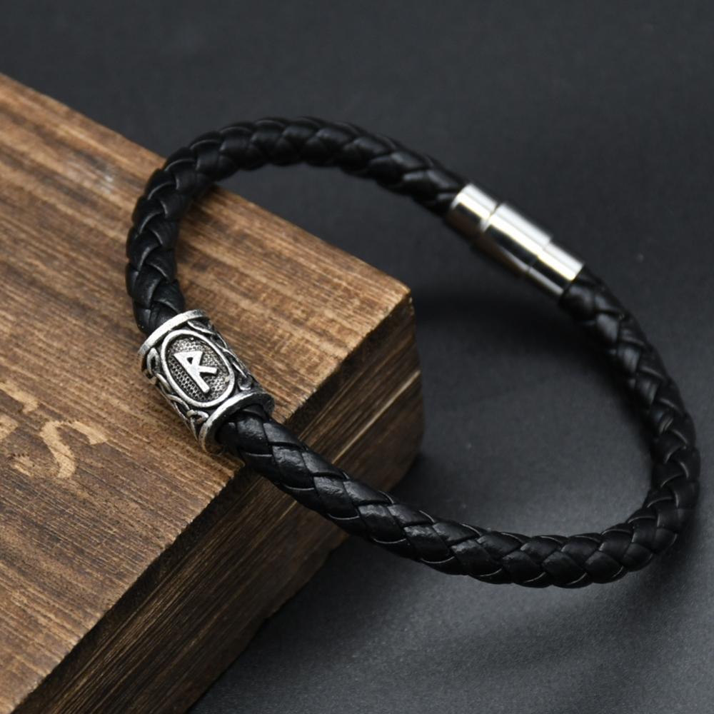 

Viking Rune Bead Bracelet for Men Norse Amulet DIY Handmade Viking Jewelry Rune Charm 19cm
