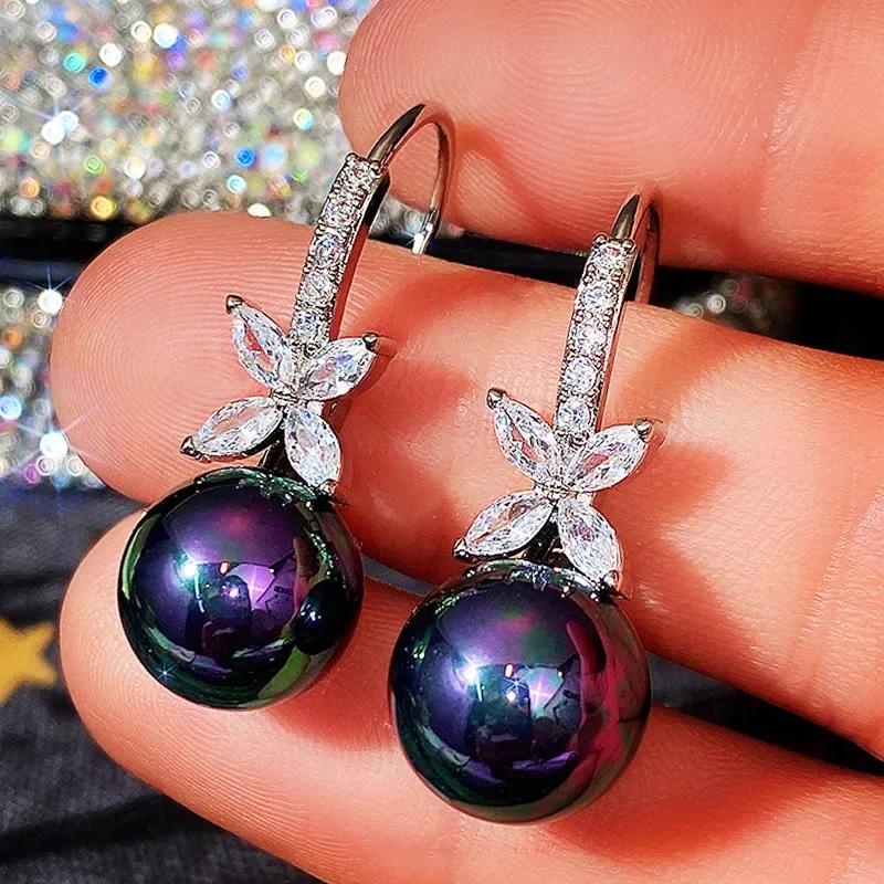 2026 New Colorful Crystal Zircon Bridal Earrings, European and American Personalized Fashion Trend, High End Jewelry