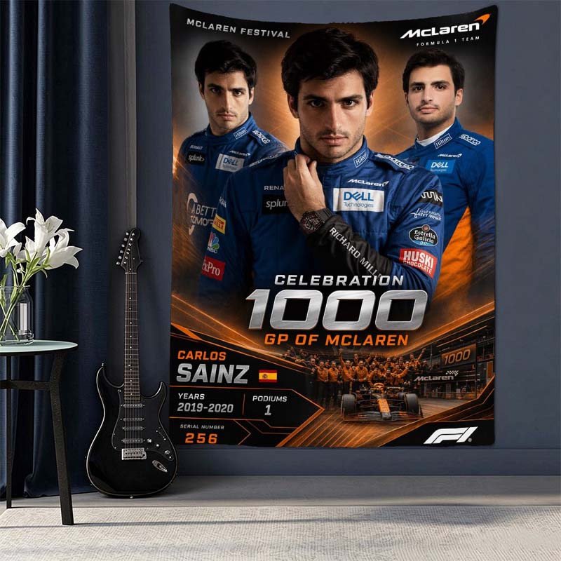 Jody Scheckter F1 Hall of Fame Tapestry, Vintage Formula 1 Racing Driver Poster Wall Hanging, Retro Race Car Wall Art for Fan Room Decor
