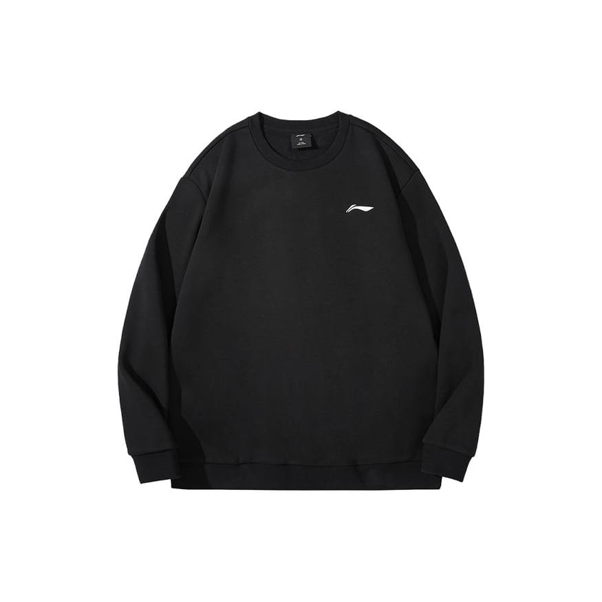 Li Ning Sweatshirts Unisex Black Crew Neck Moderate Regular AWDTD83-1