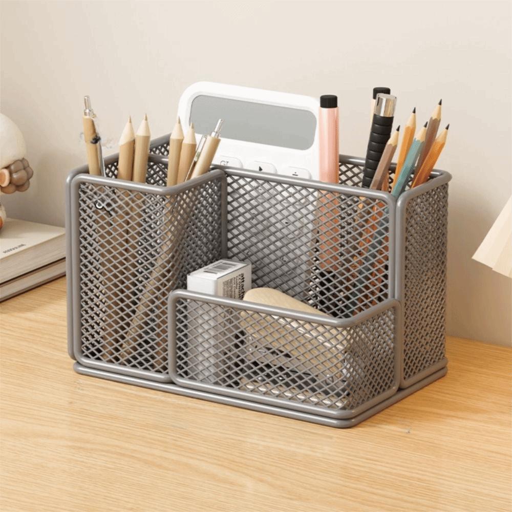 Metal Mesh Desktop Pen Holder Carbon Steel Stationery Storage Rack Mesh Desk Organizer  Desktop Use