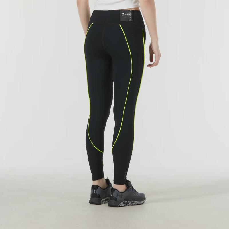 Under Armour Color Block Yoga Training Slim Fit Mid-Rise Sports Leggings Women Bottoms Black 1368358-001