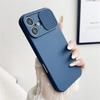 Capa de Celular com Proteção de Lente de Câmera Deslizante para IPhone 16E 16 15 14 Plus 13 12 11 Pro XS XR Max 8 7 Capa Macia de Silicone à Prova de Choque