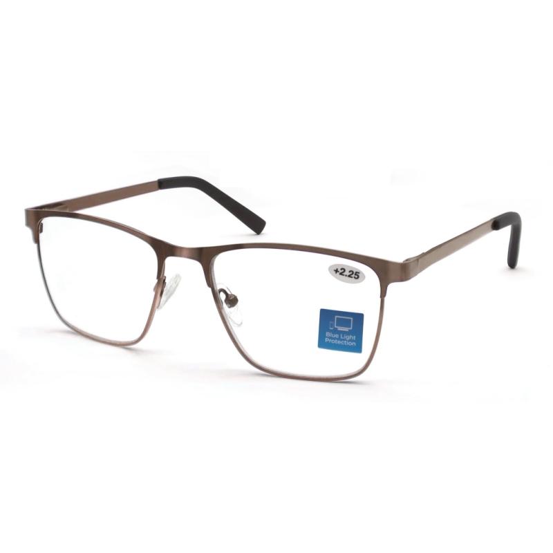 Modfans Blue Light Reading Glasses for Men Metal Frame Magazine Readers Magnifier Presbyopia Lens Eyewear Diopter +0.75~4.0