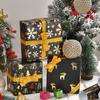 Rentierbedrucktes Geschenkpapier Heißfolien-Geschenkpapier Schwarz-Gold-Geschenkpapier Klassischer Glamour für Weihnachten