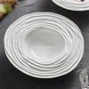 Pure White Ceramic Water Wave Pattern Deep Plate Salad Plate Dessert Plate Pasta Plates Molecular Cuisine Specialty Tableware