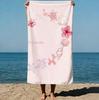 Ocean Waves Striped Collage Watercolor Hand-Painted Style Beach Towel Quick Dry Sand Proof Towel Lightweight Summer Bath Towel
