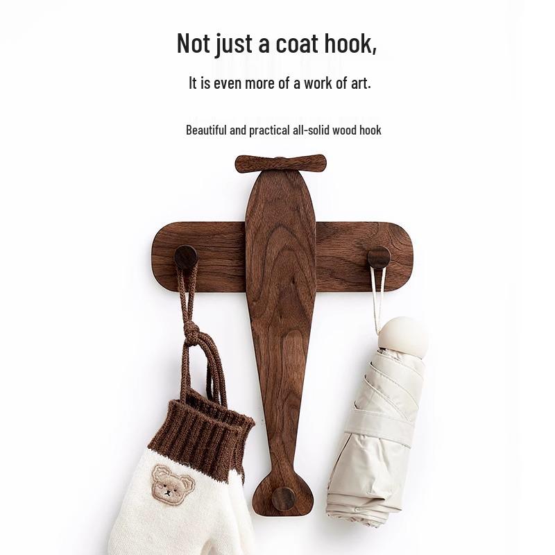 No-Drill Wall-Mounted Solid Wood Hook for Children's Room - Perfect for Coats, Hats & More