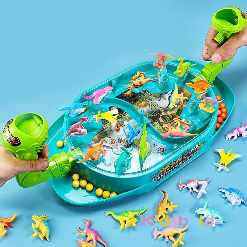 Children Catapult Marble Toy Dinosaur Battle Board Play Parent-Child Double Game Machine Educational 2-Player Battle Table Games