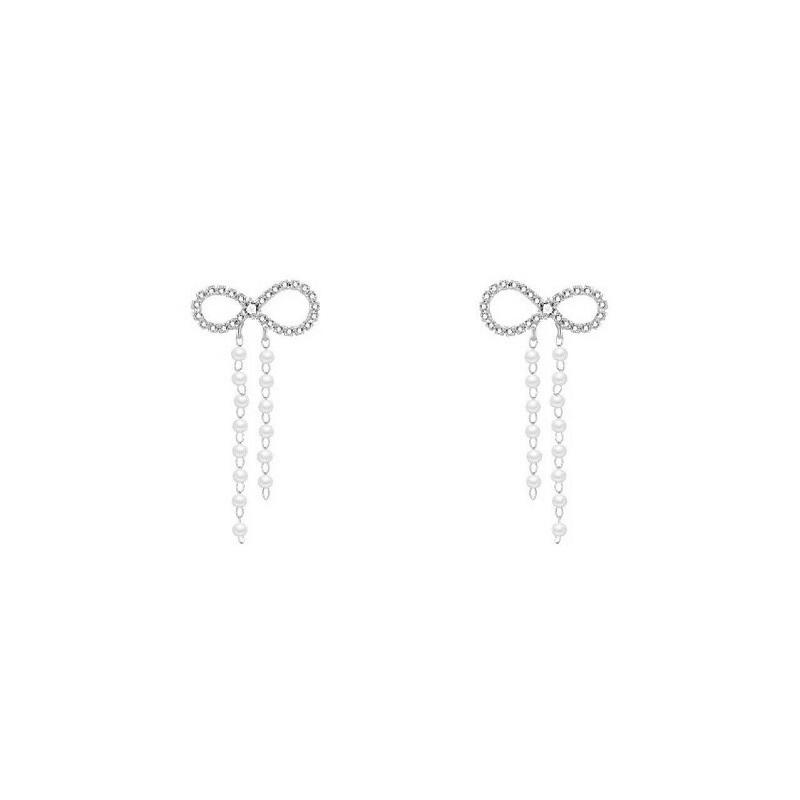 

Новые модные серьги-бантики с кристаллами для женщин, серьги с жемчужным сердечком и цирконием, рождественские новогодние праздничные украшения серебряный