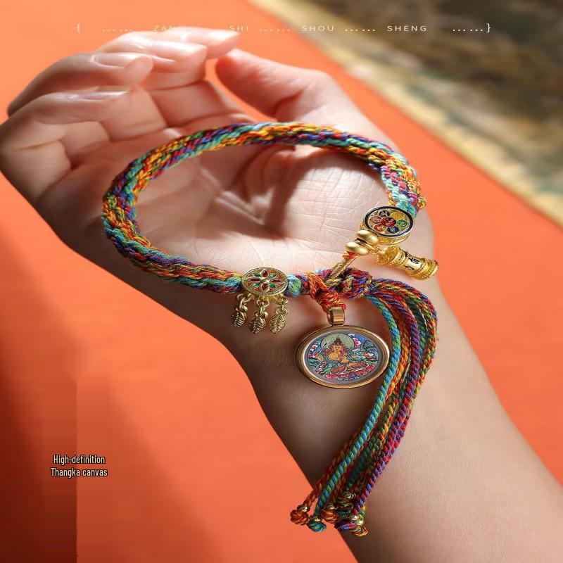 Tibetan Zodiac Guardian Bracelet: Handmade Woven Buddha Hand Rope for Women