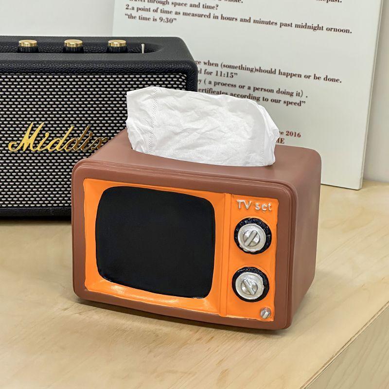 Retro Resin Tv Tissue Boxex Home Living Room Tissue Case Kitchen Countertop Tissue Storage Multifunctional Napkin Storage Boxes