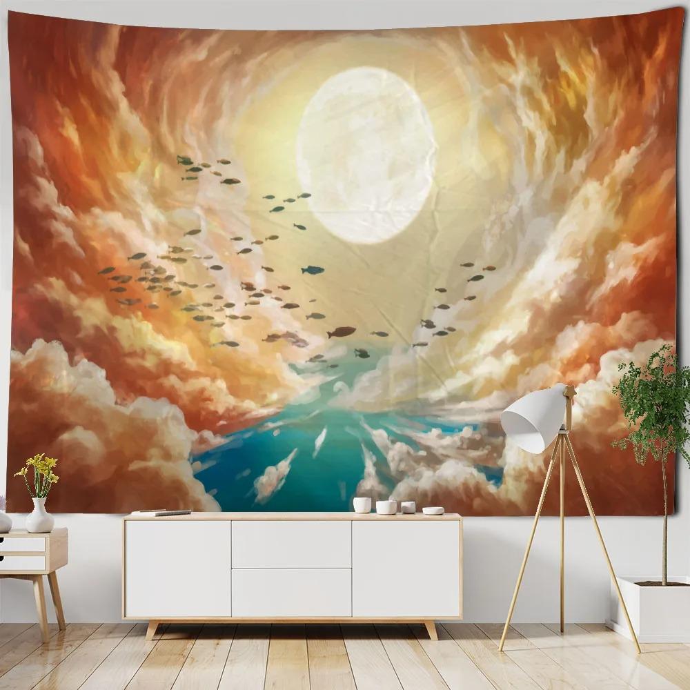 Cave Scenery Moon Pattern Tapestry Home Wall Decoration Tapestry Bedroom Living Room Tapestry