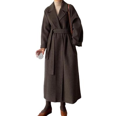 Merelop Ceto Chesterfield Solid Winter Plus Loose Elastic Cold Weather Office Commuter Women's Coat, Long, Color, Thick, Outerwear, Elegant,