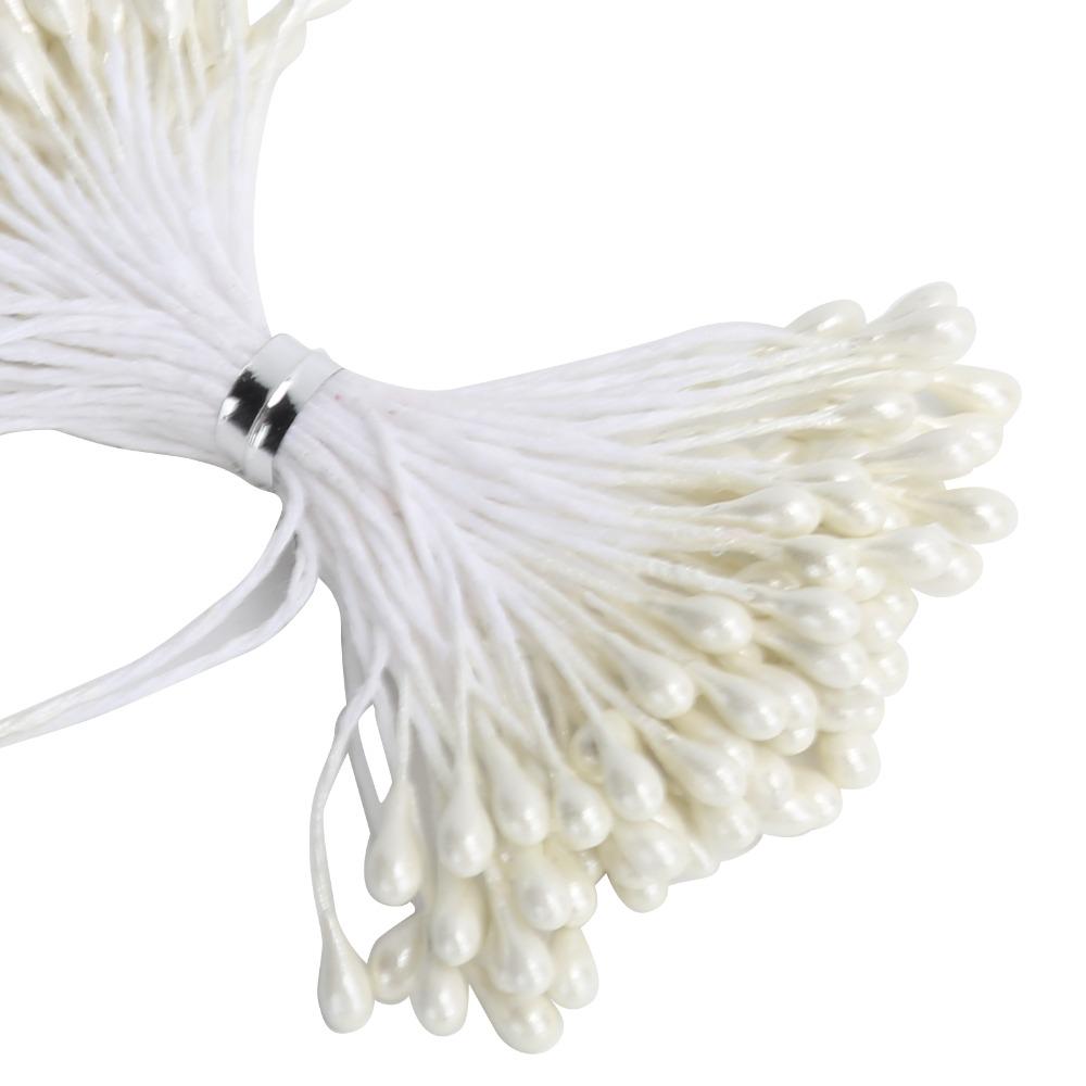 900pcs Double Heads Artificial Pistil Cream White Floral Stamens Flower Stamens DIY Crafts