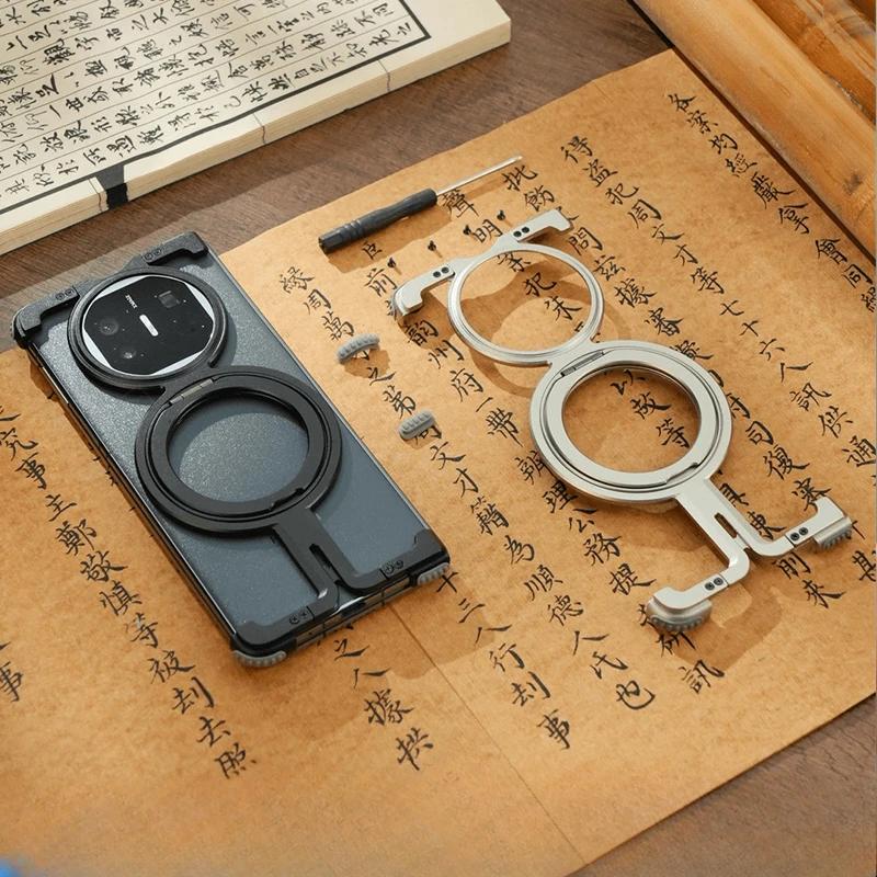 Oatsbasf for Huawei mate X2/X3/X5/X6 Phone Case with Adjustable Ring Stand Magsafe Metal Frameless Case Bumper Protective Cover