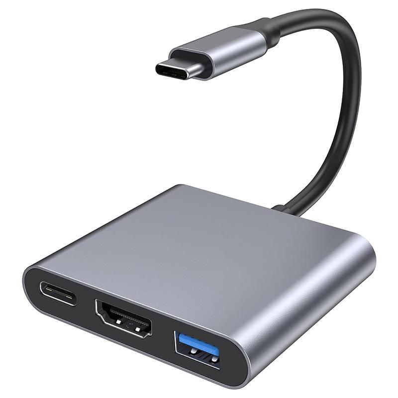 USB-C to HDMI 3-in-1 Dock for Screen Mirroring: Compatible with Apple, Huawei, Laptops