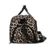 Large Capacity Leopard Print Travel Duffel Bag with Multiple Compartments, Shoe Compartment, Durable Nylon Casual Sports Gym Bag for Women