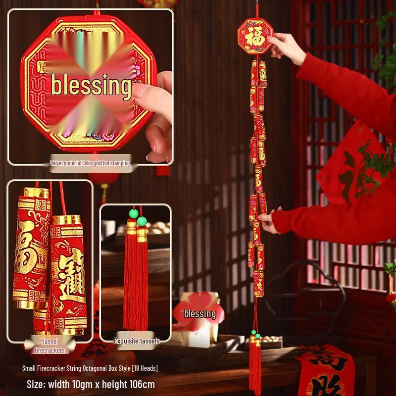 2026 Spring Festival Hanging Decorations: New Year Firecrackers, Lucky Bag, Chili, and Lantern Ornaments for Your Living Room