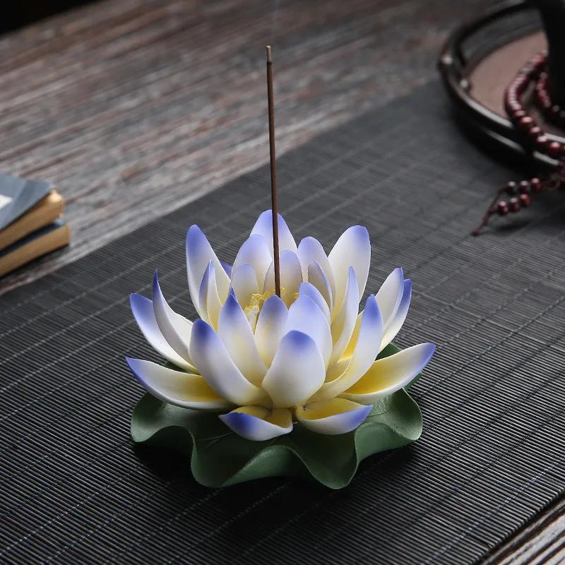 Y Ceramic Handicraft Stick Incense Burners Simulation Lotus Incense Holder Ornaments Zen Aromatherapy Tea Office Spiritual Decor