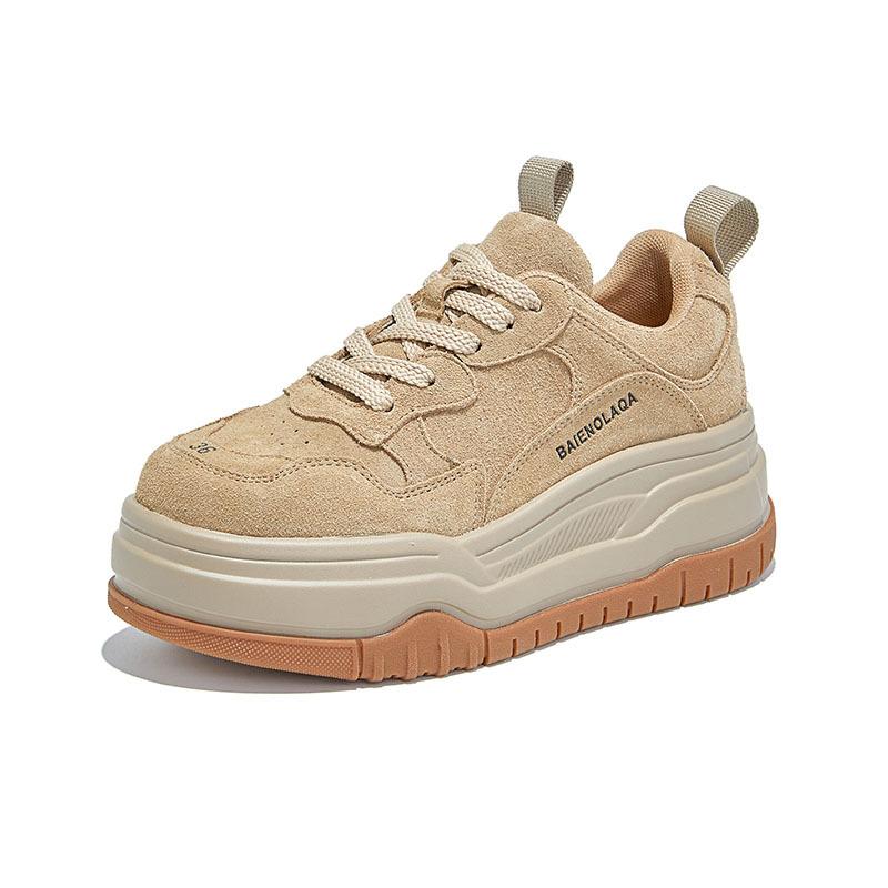 Suction Film Sole Leather Little White Shoes Women's Shoes 2025 Autumn New Thick-soled Heightening Sports Board Shoes Retro Shoes Women's