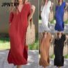 JPNTKY Women's  3/4 Sleeve V-Neck Midi Dress Fashion Summer Spring Casual Dresses