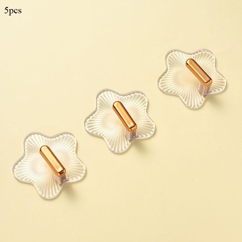 5Pcs/set Star Strong Hook Sticker No Punching Shelf Wall Coat Hook Adhesive Hook Viscose Load-bearing Entrance Paste Bathroom