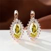1 Pair Rose Gold Color Marquise Cut Multicolor Birthstone Drop Dangle Hook Earrings White Red Blue Green Stone Horse Eye Claw Earrings Jewelry