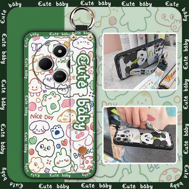 Wristband Back Cover Phone Case For Redmi A4 5G Shockproof Protective Waterproof Soft Case Kickstand Anti-knock Cute