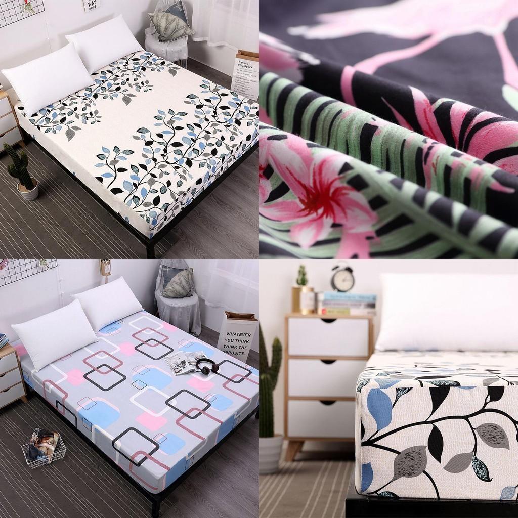 Beautiful Floral Stripes Dustproof Mattress Protective Cover For Bedroom Decor