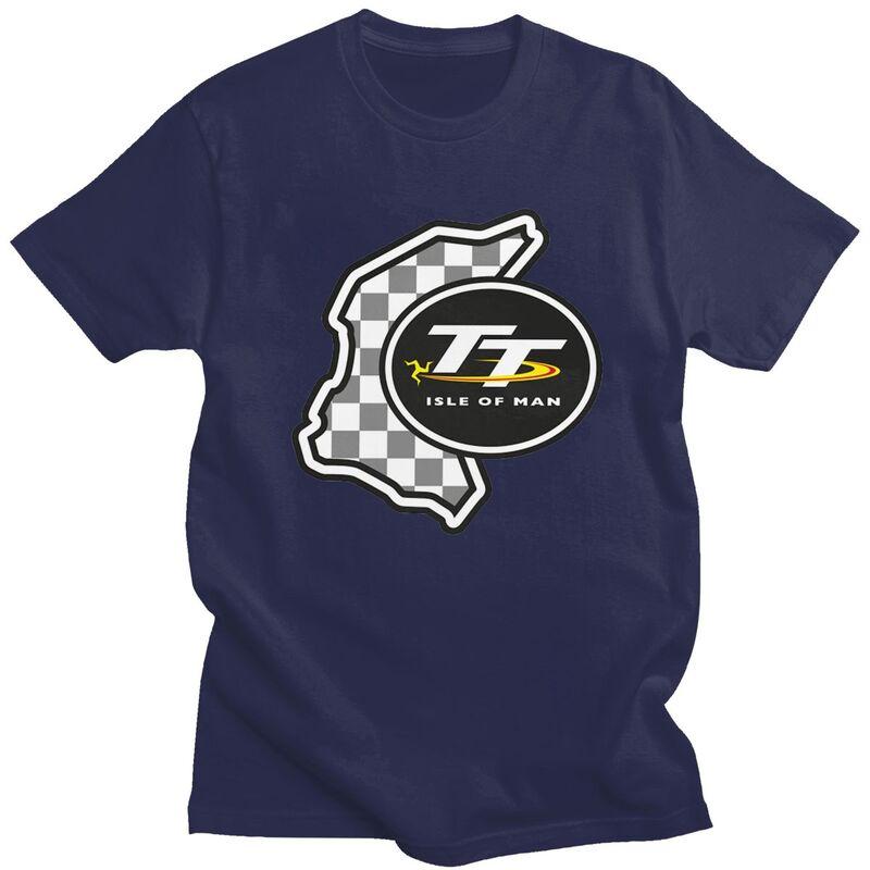 Niestandardowa koszulka Isle of Man TT dla mężczyzn z krótkim rękawem Modna koszulka z wyścigami motocyklowymi Czysta bawełna T-shirty Prezent