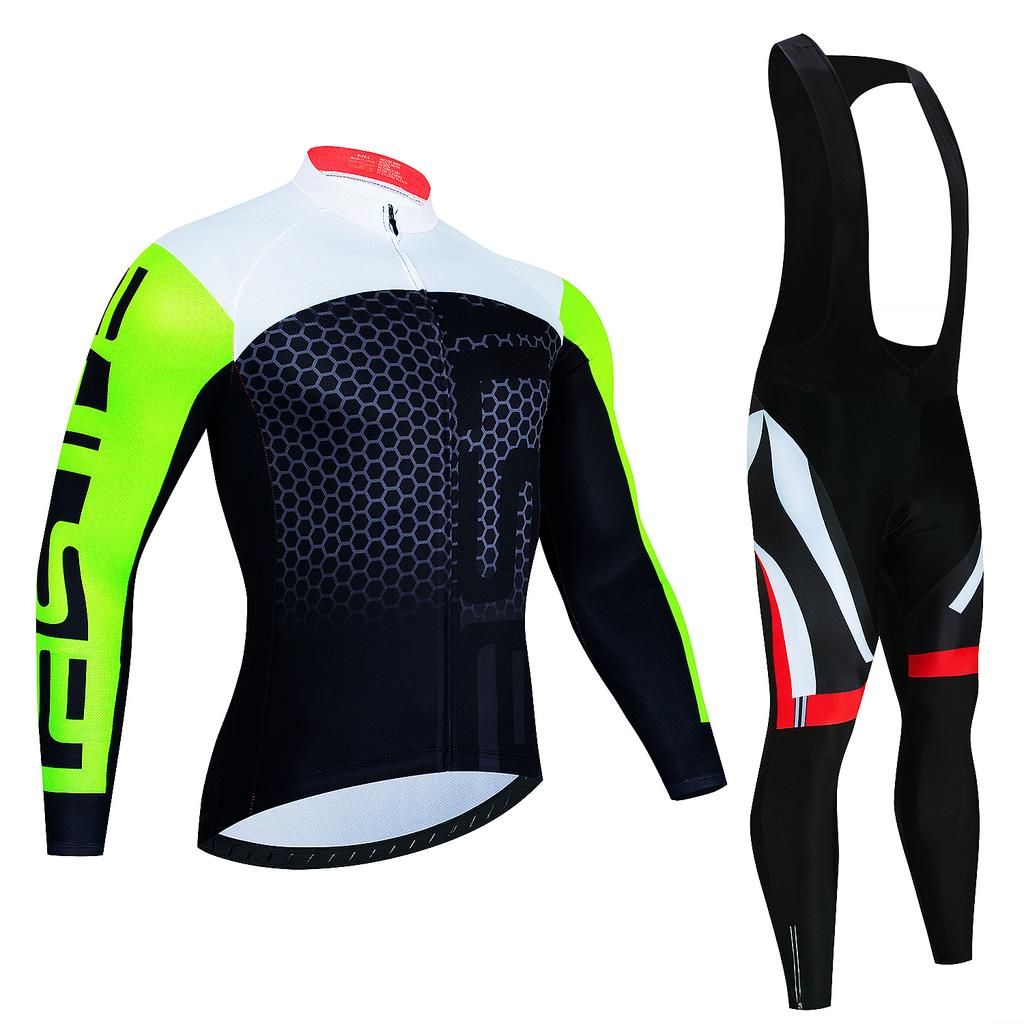 Ensemble de cyclisme d'hiver 2023 pour homme, maillot de sport à manches longues en polaire thermique, tenue de course professionnelle