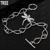 925 Sterling Silver Simple Dragonfly Side Chain Beautiful Bracelet Gift Jewelry