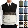 Men's V-Neck Sleeveless Knit Cardigan Vest