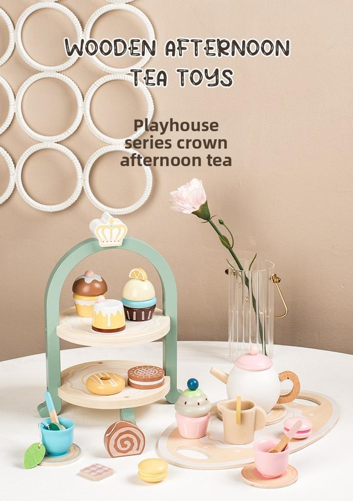 Wooden Royal Tea Party Play Set For Kids With Imaginative Over Kitchen Role Play