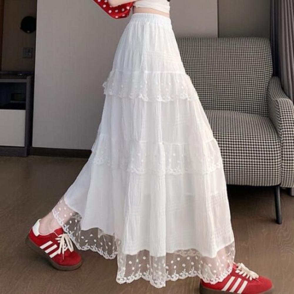 Navava Women Lovely Lace Banding Long Skirt Ns461