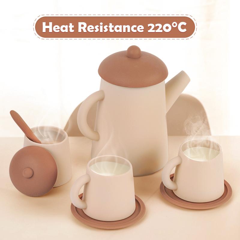 Silikon servise Minikopper Sett Late leke Leker Kjøkken Barn Barn Tekopp Kjøkken Baby Lekesett for tidlig utdanning Bpa Gratis