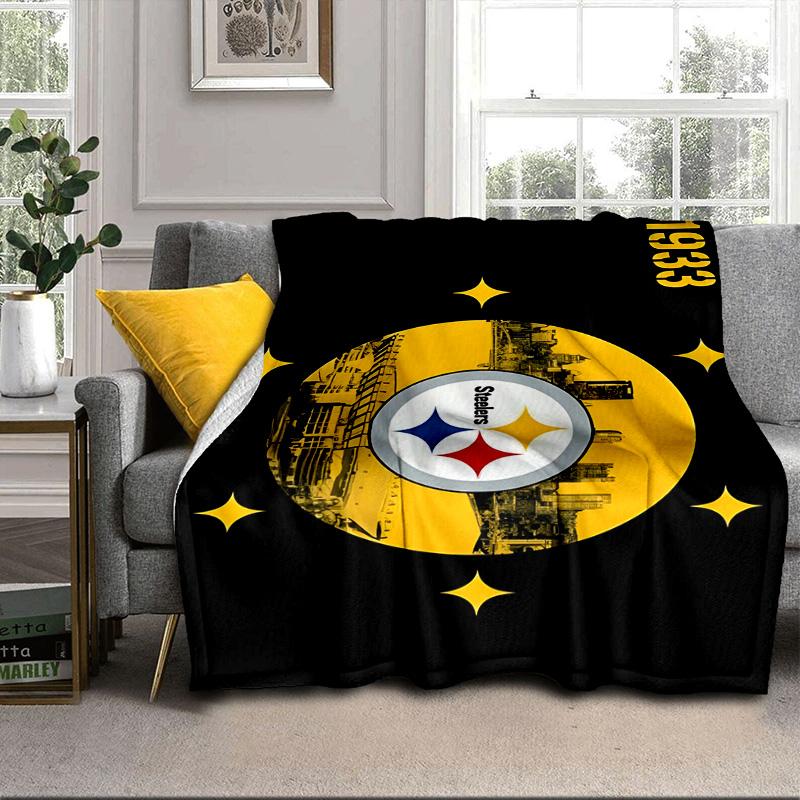 Pittsburgh Steelers Logo Art Portable Blanket/Soft Blanket Bedding Blanket Suitable for Travel Camping Living Rooms Offices Sofas Fan Gifts