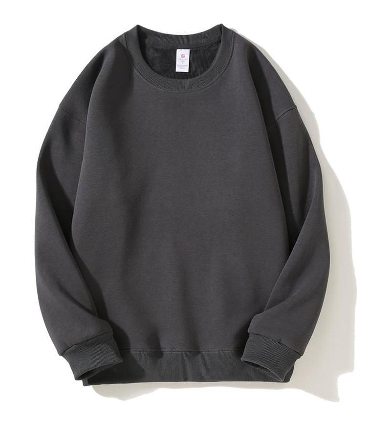 Silver Fox Fleece Sweatshirt Fleece-Lined Thickened Crew Neck Sweatshirt Men's & Women's Fashion Fall Winter Loose-Fit Drop-Shoulder Basic Sweatshirt