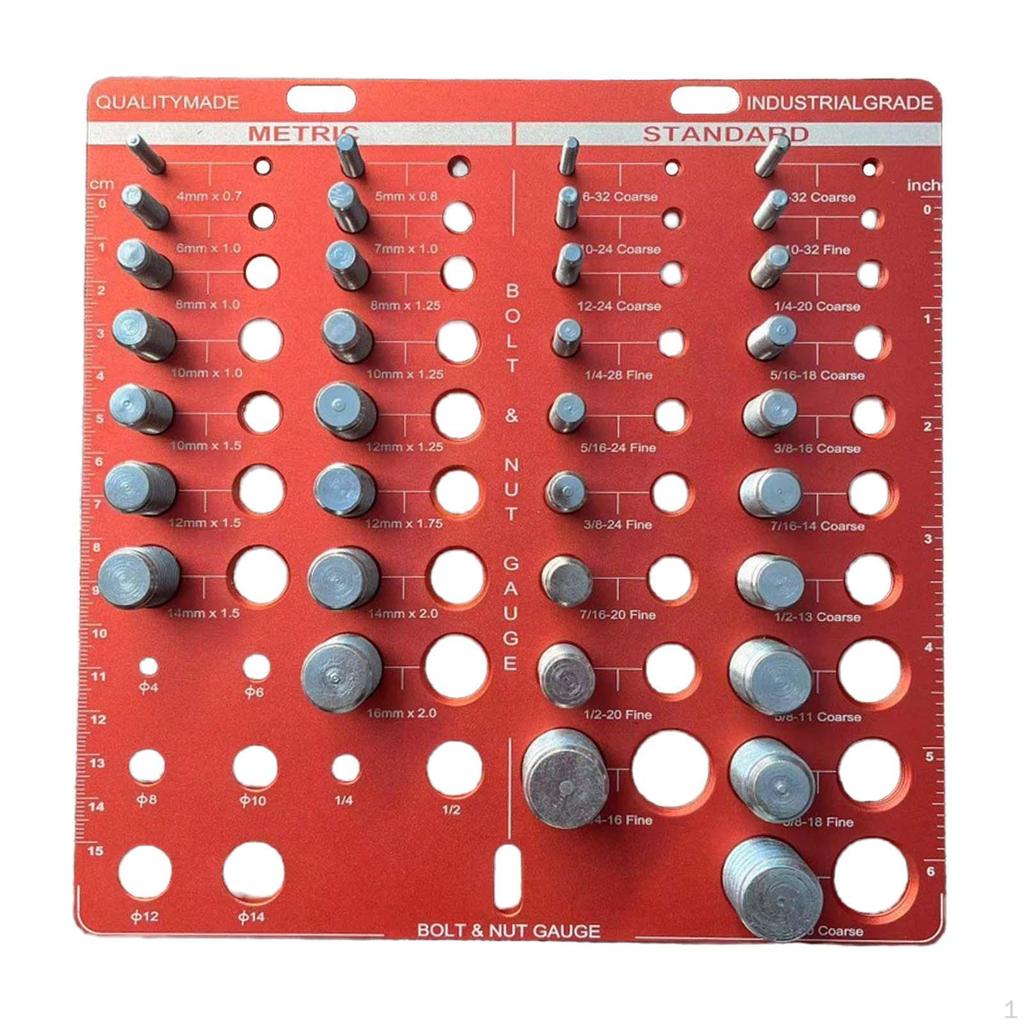 Nut and Bolt Thread Checker Identifier Board Easy to Read Measurement Drill Bit Gauge Standard