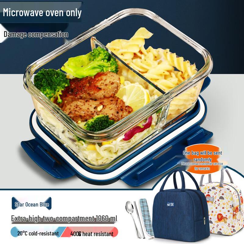Glass Microwave Lunch Box with Compartments