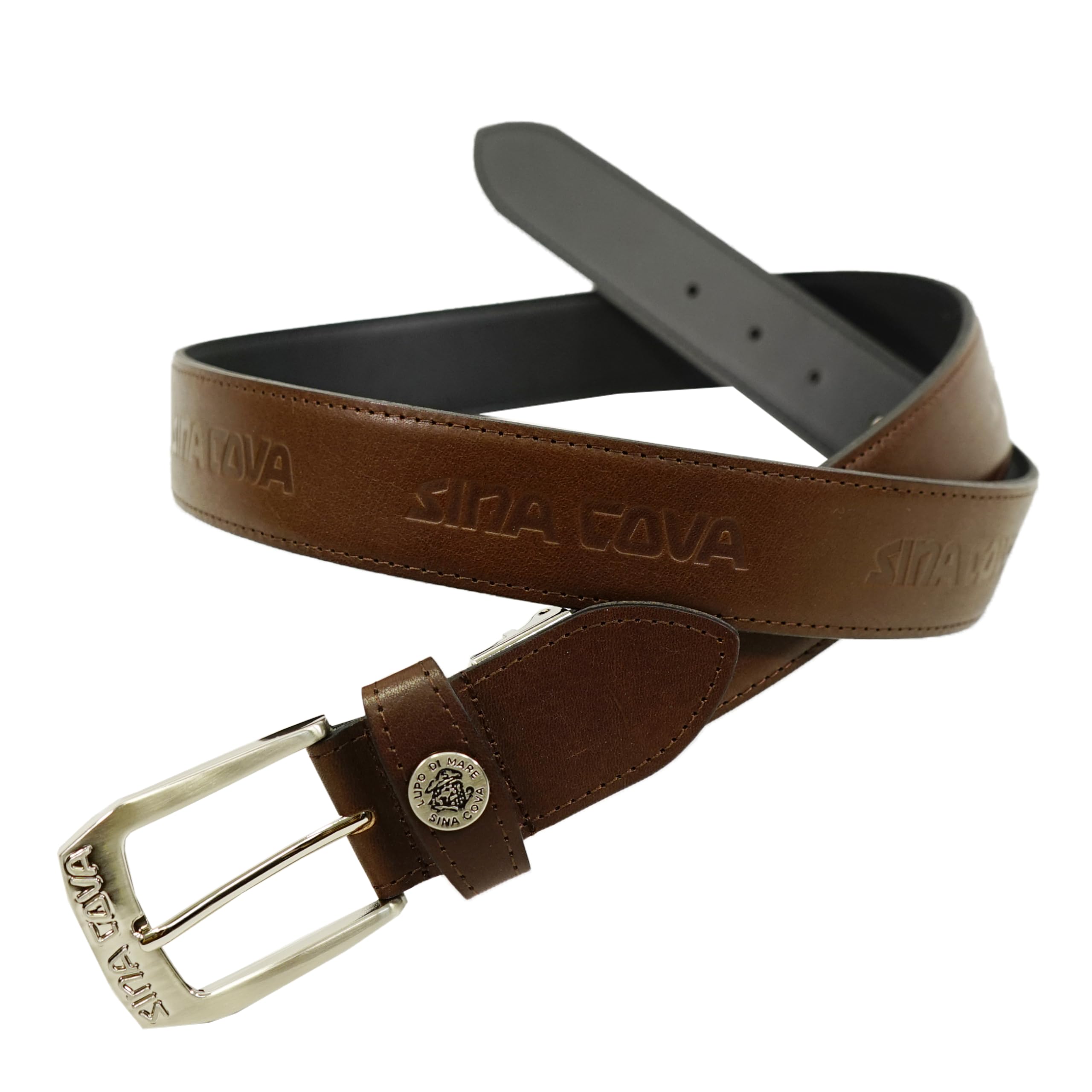 

Sinacova Men s Leather Belt, 35mm Wide, Fits Waist Sizes up to 105cm, Adjustable, Simple Embossed Design, 10076010360F