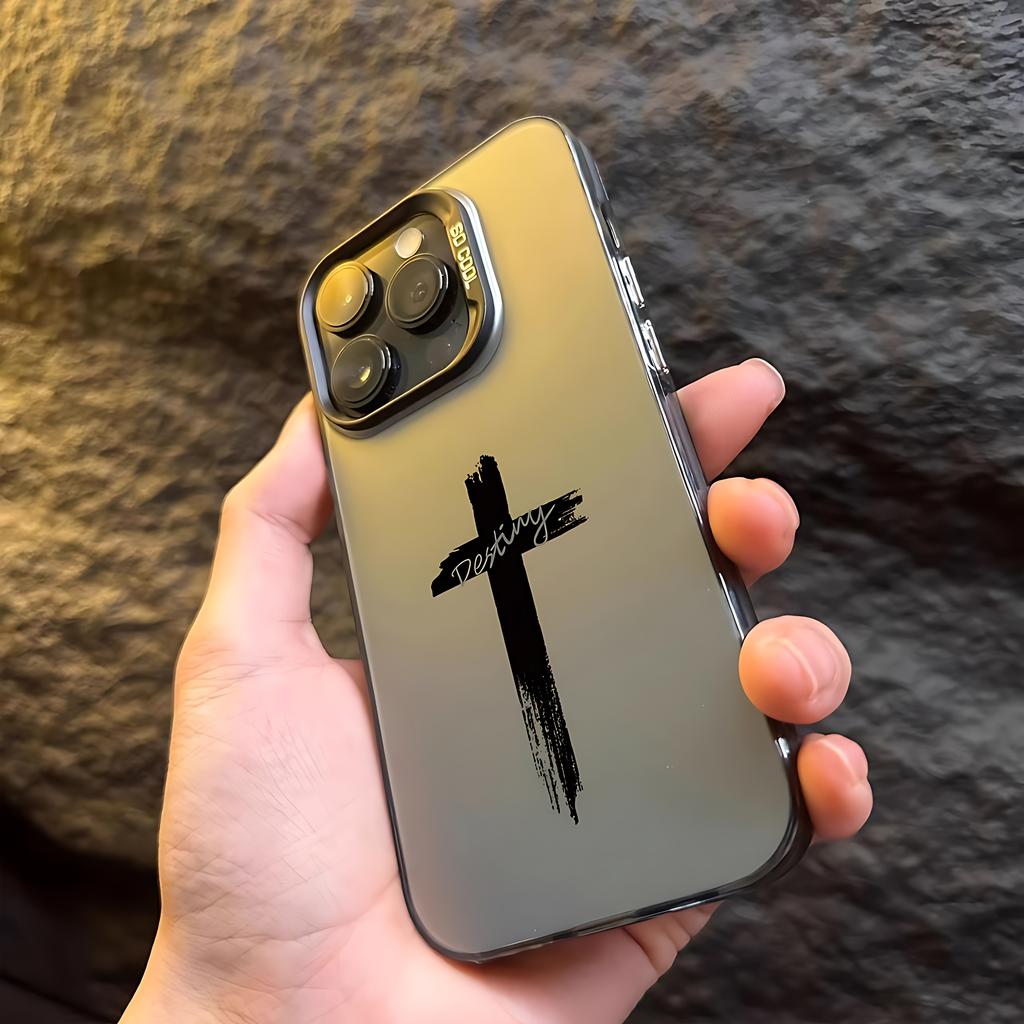 Minimalist Three Color Cross Phone Case For iPhone 17 16e 16 15 14 13 12 11 Mini Pro Max X XR XSMAX 8 7 Air Plus Anti Fall Cover